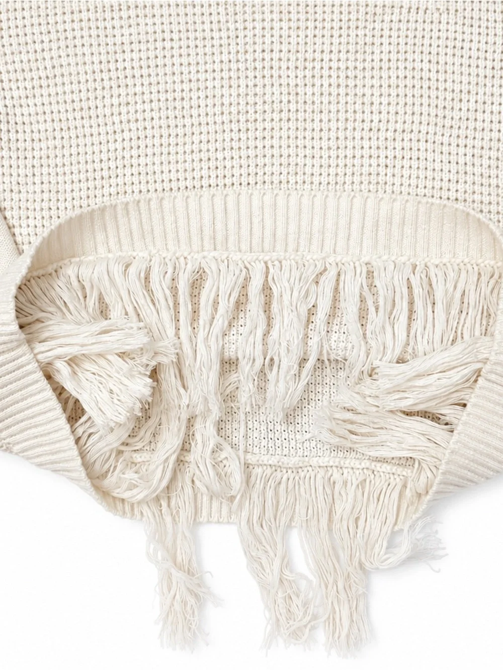 MICHAEL Michael Kors Ivory Fringe Knit Sweater – Women’s Medium